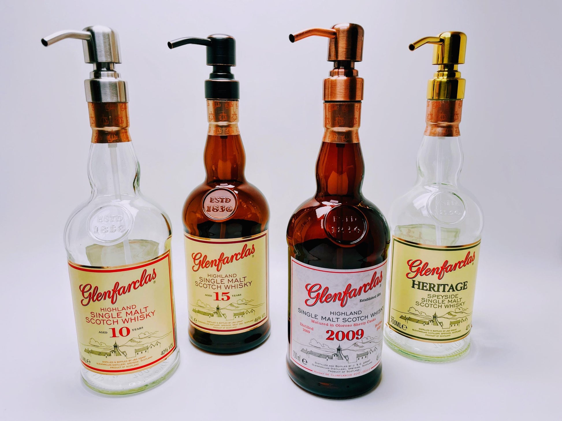 Whisky-Seifenspender Glenfarclas | Upcycling Pumpspender aus Glenfarclas Whiskey Flaschen | Nachfüllbar mit Seife | Bad Deko | Geschenk
