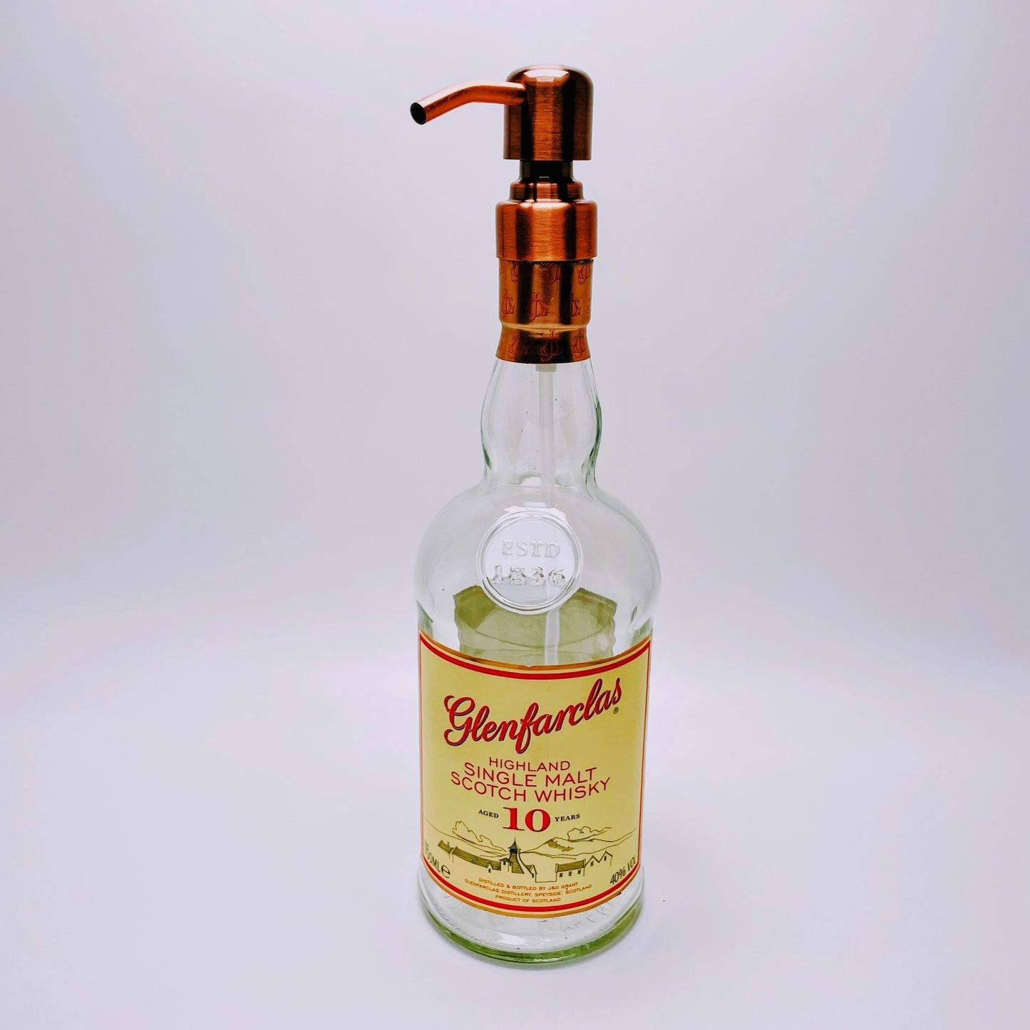 Whisky-Seifenspender Glenfarclas | Upcycling Pumpspender aus Glenfarclas Whiskey Flaschen | Nachfüllbar mit Seife | Bad Deko | Geschenk