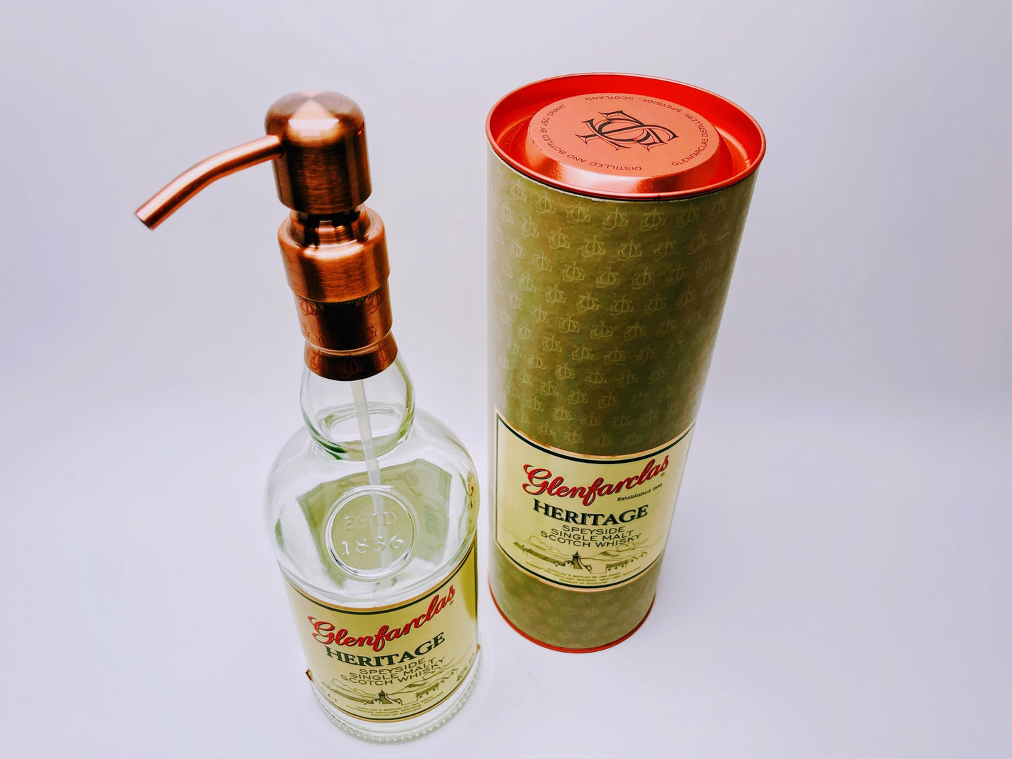 Whisky-Seifenspender Glenfarclas | Upcycling Pumpspender aus Glenfarclas Whiskey Flaschen | Nachfüllbar mit Seife | Bad Deko | Geschenk