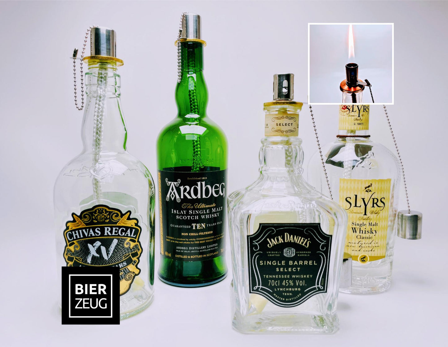 Whisky Öllampe aus echter Whiskyflasche – Handgemachte Upcycling Design Öllampe mit warmem Flammenlicht – Geschenkidee für Whisky Liebhaber