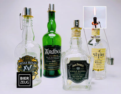 Whisky Öllampe aus echter Whiskyflasche – Handgemachte Upcycling Design Öllampe mit warmem Flammenlicht – Geschenkidee für Whisky Liebhaber