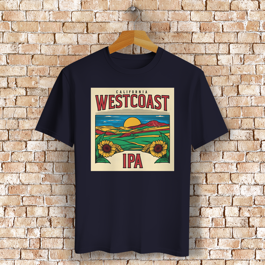 Westcoast IPA T-Shirt mit Kalifornien-Motiv – Geschenk für Bierfreunde & Outdoor-Fans - 100% Bio-Baumwolle - Unisex