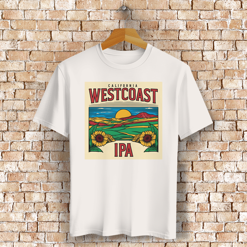 Westcoast IPA T-Shirt mit Kalifornien-Motiv – Geschenk für Bierfreunde & Outdoor-Fans - 100% Bio-Baumwolle - Unisex