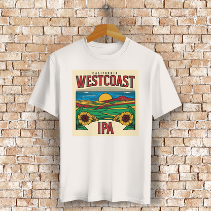 Westcoast IPA T-Shirt mit Kalifornien-Motiv – Geschenk für Bierfreunde & Outdoor-Fans - 100% Bio-Baumwolle - Unisex