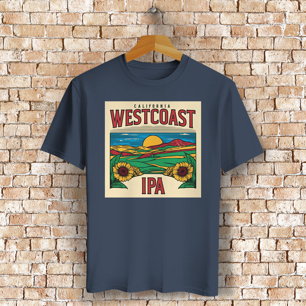 Westcoast IPA T-Shirt mit Kalifornien-Motiv – Geschenk für Bierfreunde & Outdoor-Fans - 100% Bio-Baumwolle - Unisex