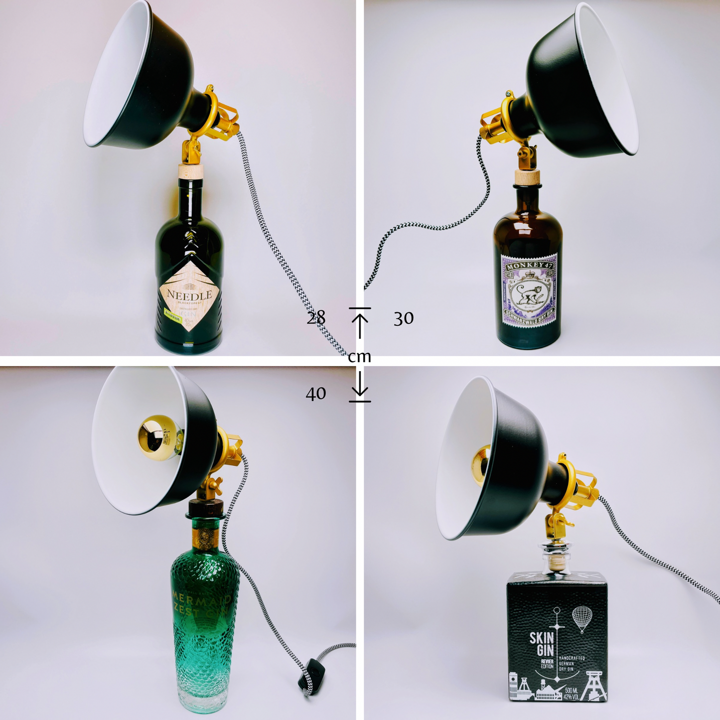Gin Vintage-Lampen | Handgemachte nachhaltige Tischlampe aus Gin Flaschen | Einzigartige Geschenkidee | Deko-Licht | Upcycling Leuchten