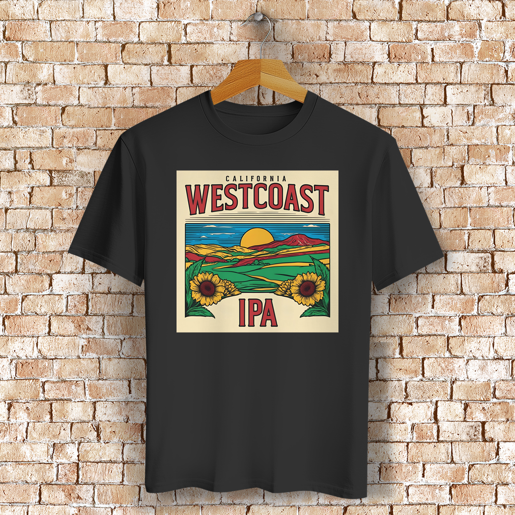 Westcoast IPA T-Shirt mit Kalifornien-Motiv – Geschenk für Bierfreunde & Outdoor-Fans - 100% Bio-Baumwolle - Unisex