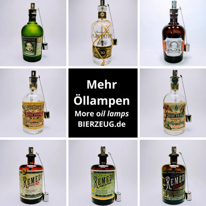 Rum-Öllampe ”Plantation XO 20th Anniversary” | Handgemachte Öllampe aus Rum-Flaschen | Upcycling | Handgemacht | Geschenk | Deko | H:27cm