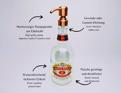 Whisky-Seifenspender “Whisky Wave” | Handgemachter Pumpspender aus Whiskyflaschen | Ideal für Bad & Küche | Top Geschenk für Whiskyfans