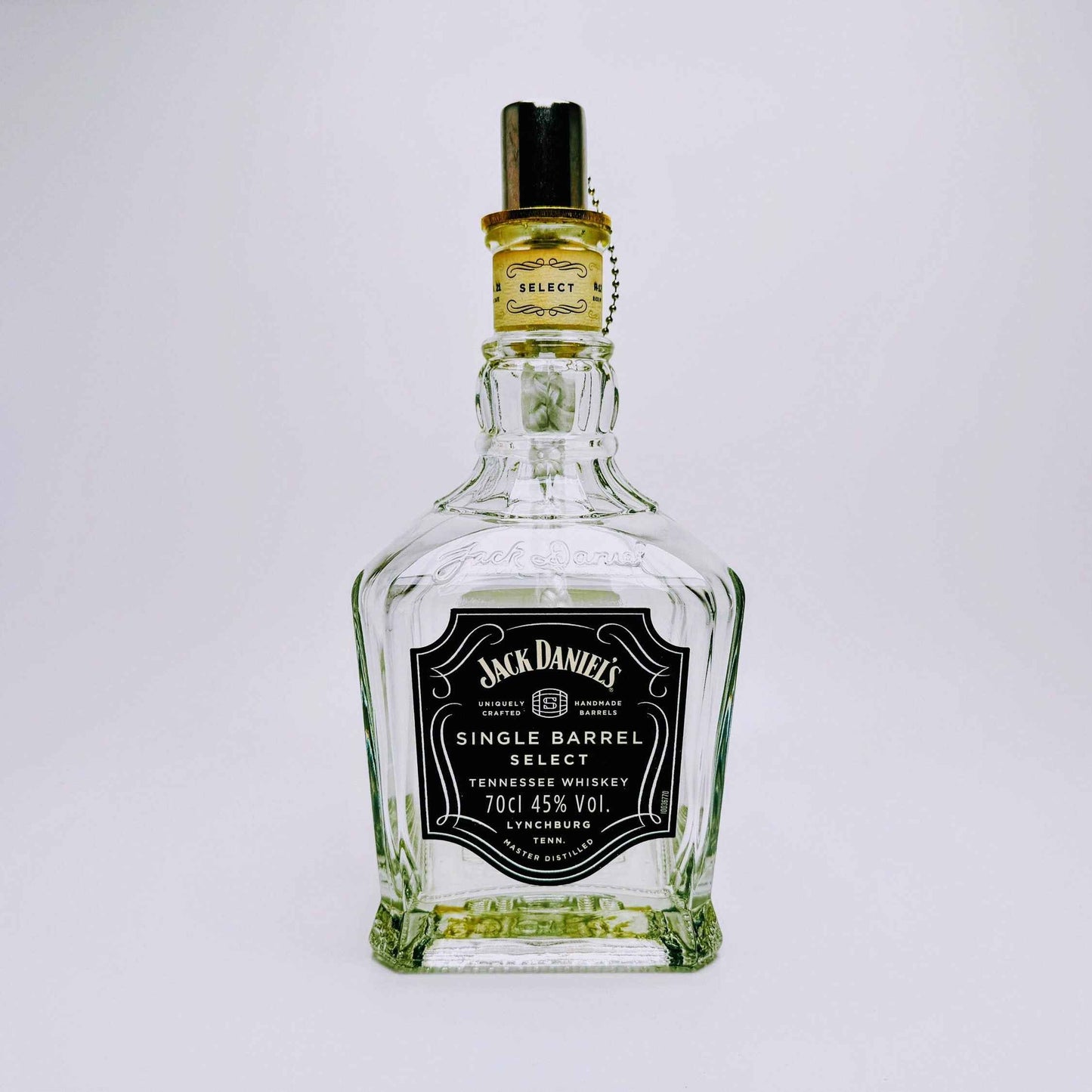 Whisky-Öllampe ”Jack Daniels” | Handgemachte Öllampe aus Jack Daniels Single Barrel Flasche | Upcycling Deko | Individuelles Geschenk