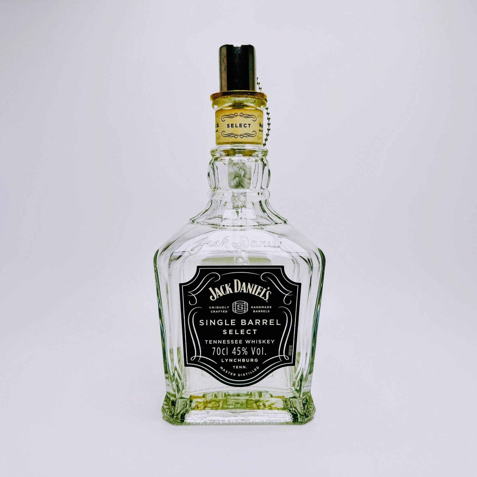 Whisky-Öllampe ”Jack Daniels” | Handgemachte Öllampe aus Jack Daniels Single Barrel Flasche | Upcycling Deko | Individuelles Geschenk