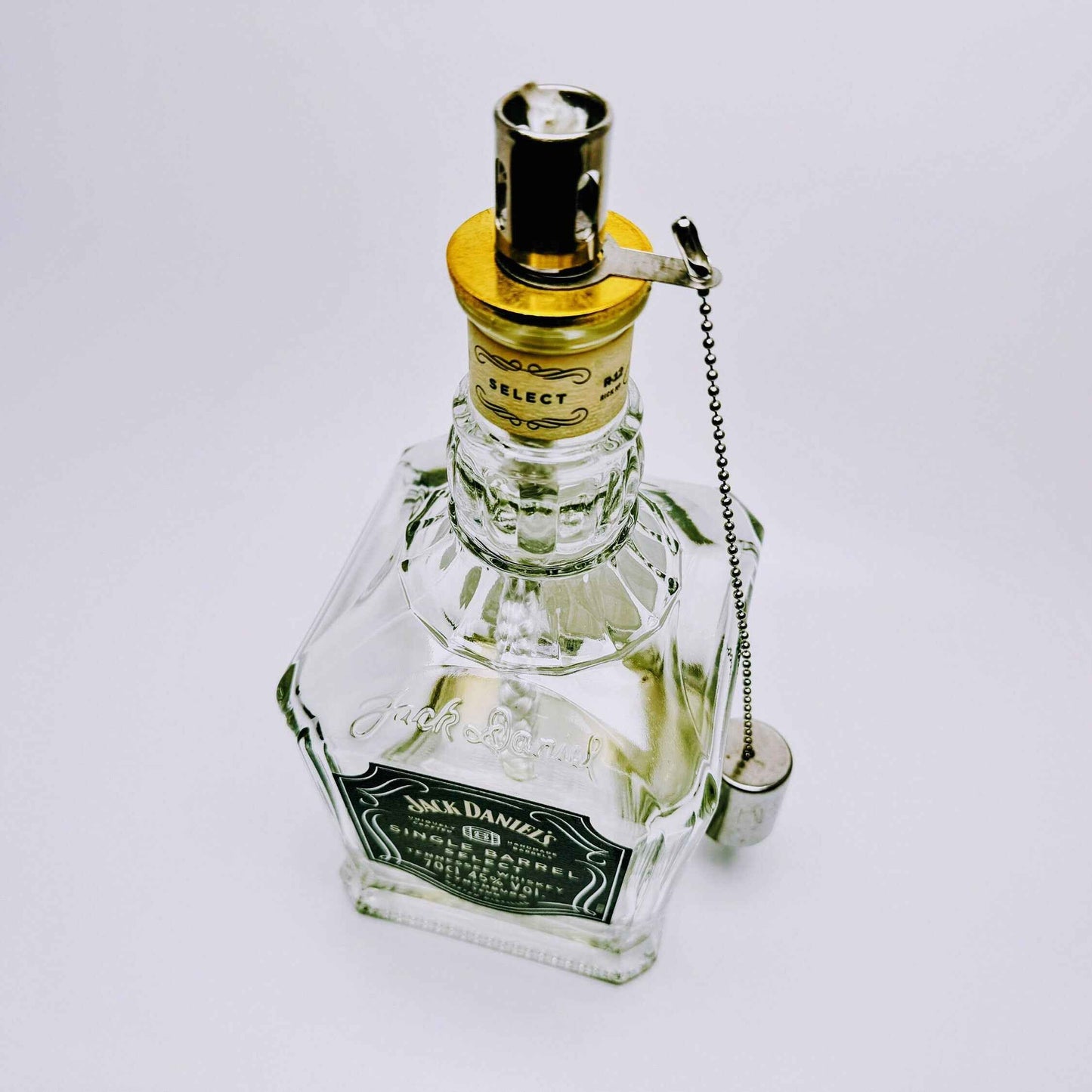 Whisky-Öllampe ”Jack Daniels” | Handgemachte Öllampe aus Jack Daniels Single Barrel Flasche | Upcycling Deko | Individuelles Geschenk