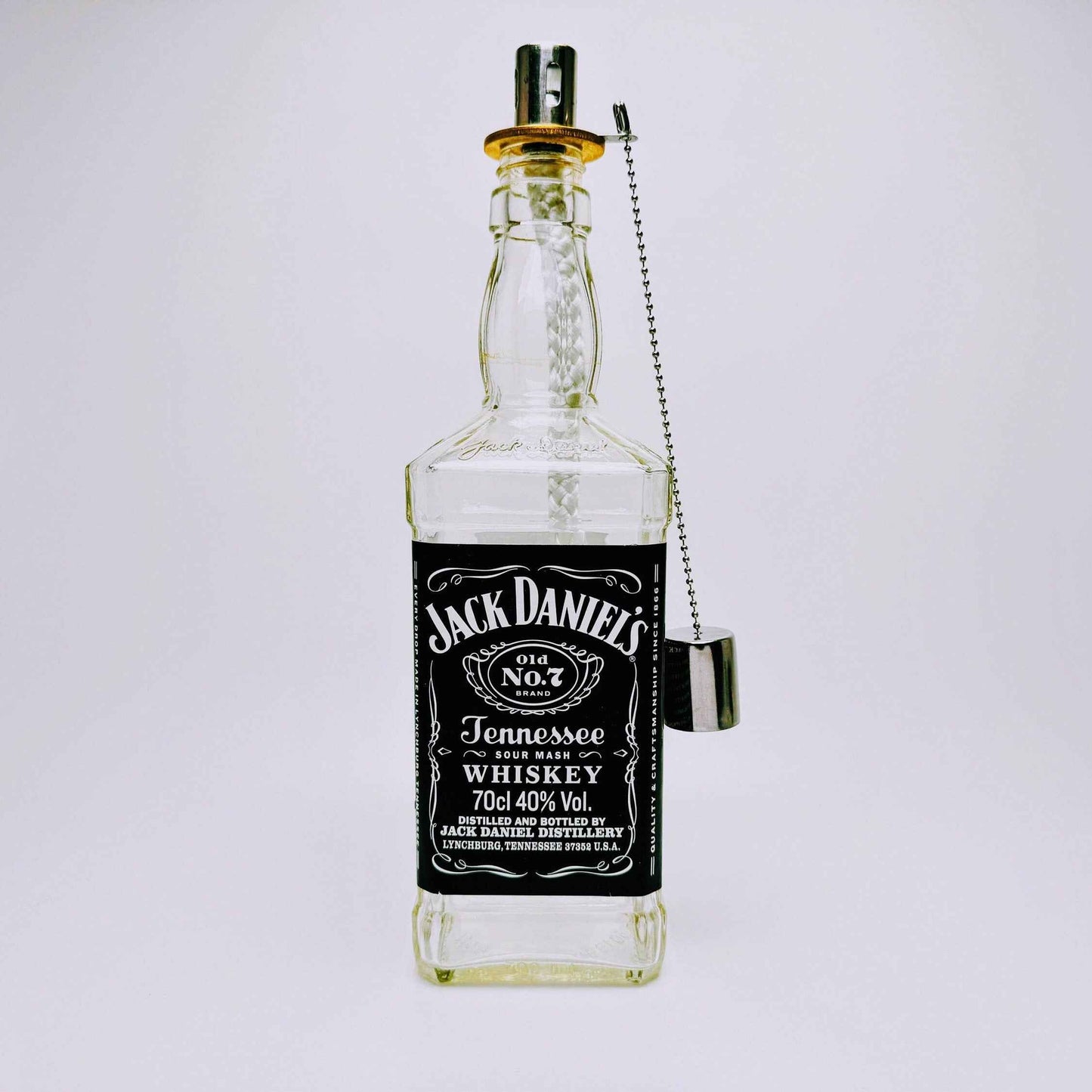 Whisky-Öllampe ”Jack Daniels” | Handgemachte Öllampe aus Jack Daniels Single Barrel Flasche | Upcycling Deko | Individuelles Geschenk