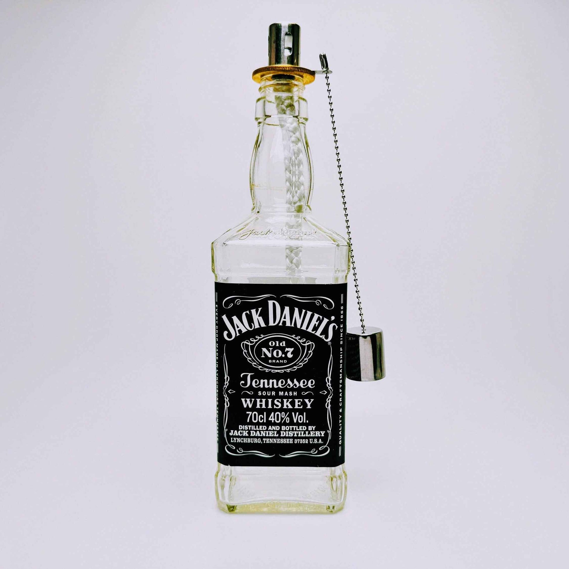 Whisky-Öllampe ”Jack Daniels” | Handgemachte Öllampe aus Jack Daniels Single Barrel Flasche | Upcycling Deko | Individuelles Geschenk
