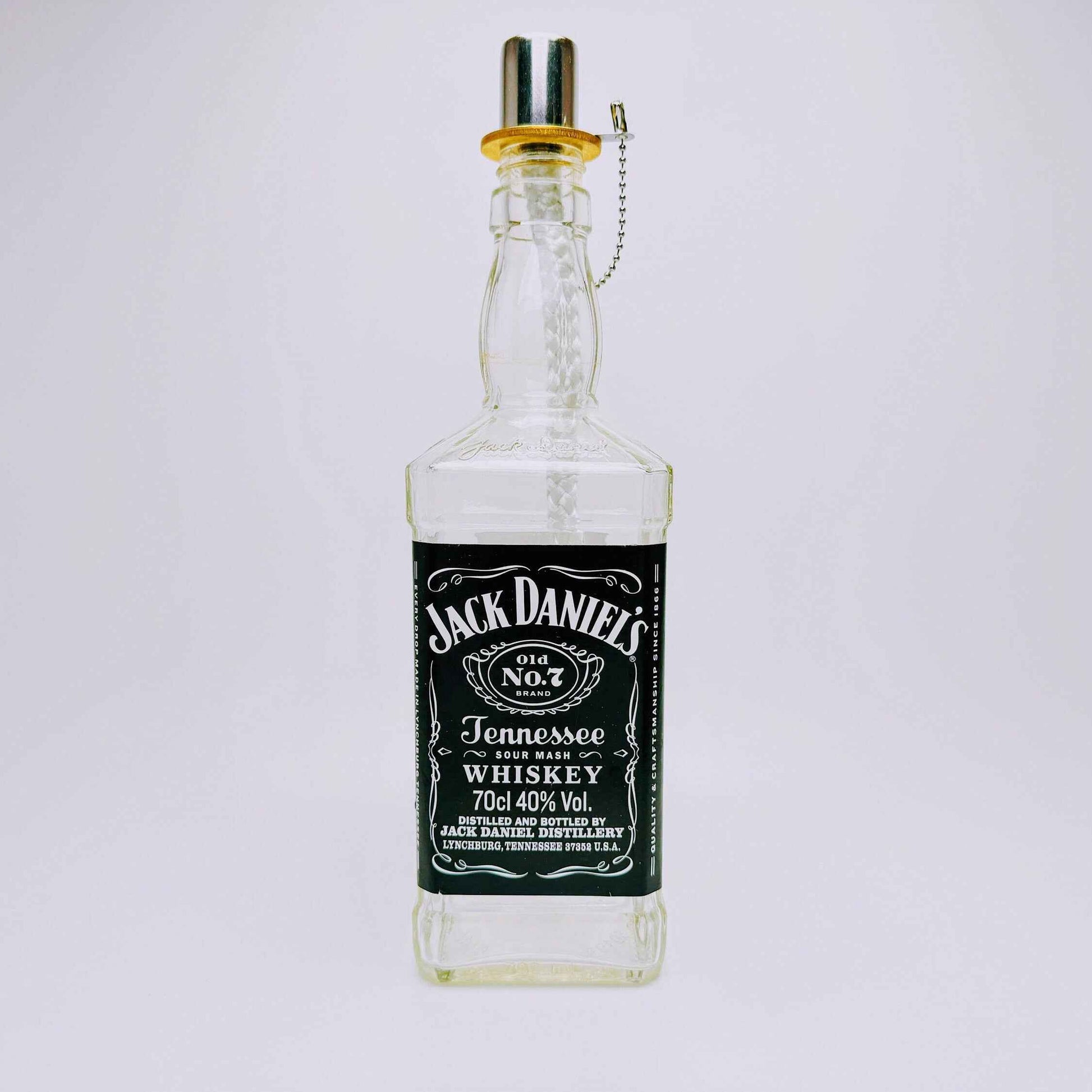 Whisky-Öllampe ”Jack Daniels” | Handgemachte Öllampe aus Jack Daniels Single Barrel Flasche | Upcycling Deko | Individuelles Geschenk