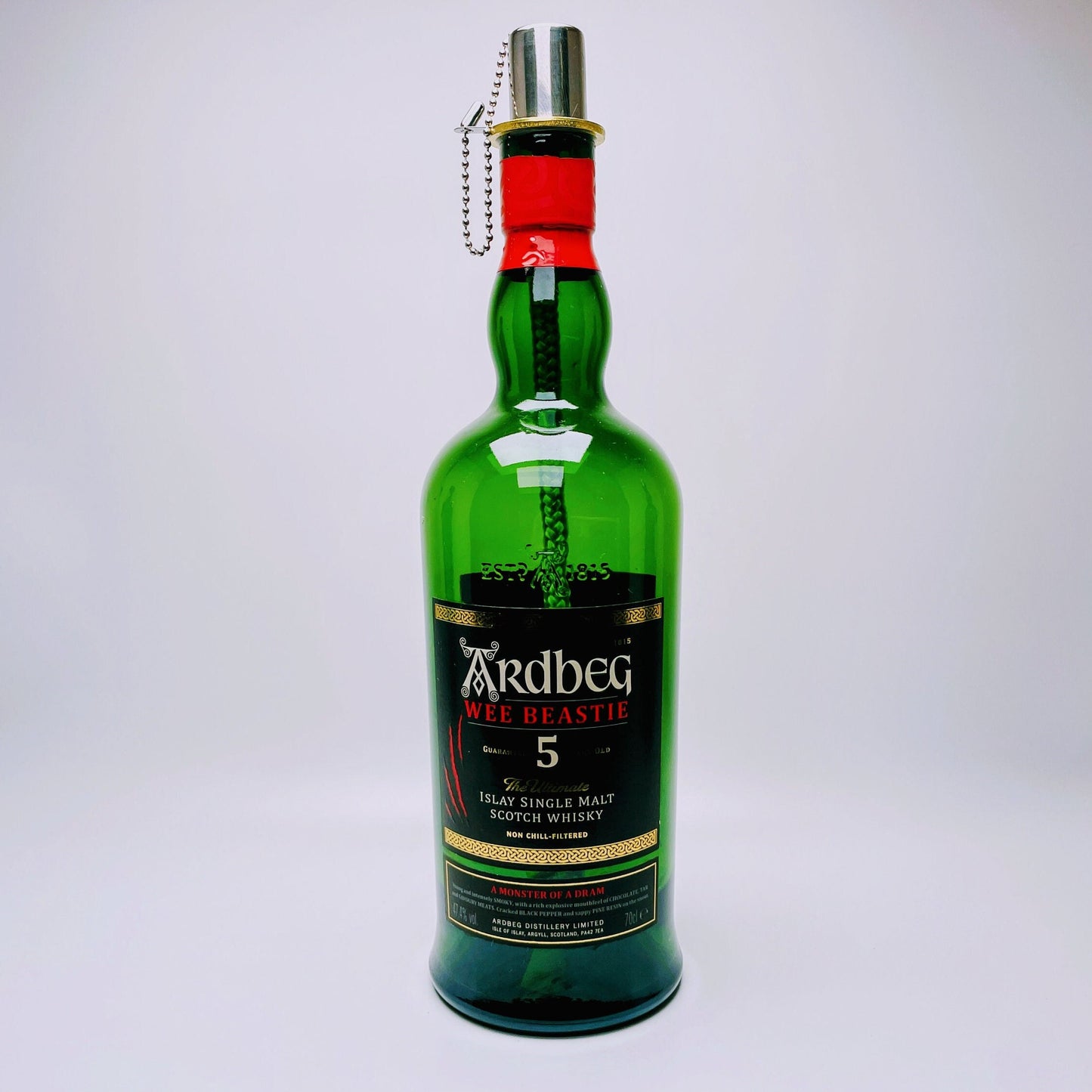 Whisky-Öllampe ”Ardbeg” | Handgemachte Öllampe aus Ardbeg Whsikey Flaschen | Upcycling | Individuell | Geschenk | Schottland | Deko