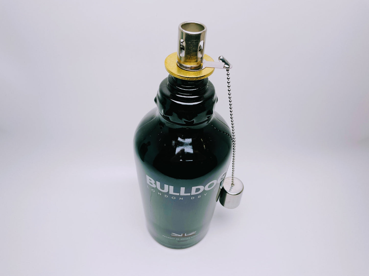 Gin Öllampe “Bulldog“ | Handgemachte Öllampe aus Bulldog Gin Flasche | Upcycling | Handgemacht | Individuell | Geschenk | Deko Balkon Garten