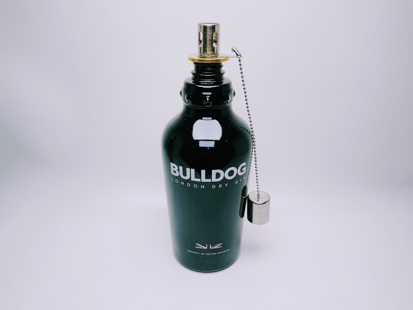 Gin Öllampe “Bulldog“ | Handgemachte Öllampe aus Bulldog Gin Flasche | Upcycling | Handgemacht | Individuell | Geschenk | Deko Balkon Garten