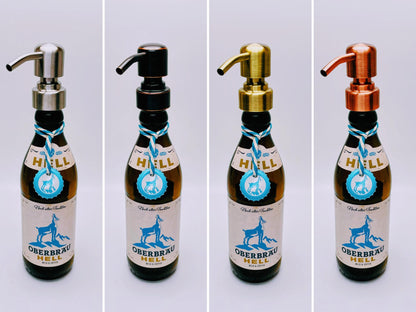 Upcycling-Seifenspender aus Helles-Bierflaschen | Nachfüllbarer Seifenspender | Handgemachtes Bayern-Geschenk | Bad-Deko Bier-Seifenspender