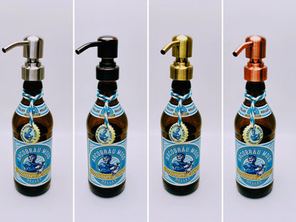 Upcycling-Seifenspender aus Helles-Bierflaschen | Nachfüllbarer Seifenspender | Handgemachtes Bayern-Geschenk | Bad-Deko Bier-Seifenspender