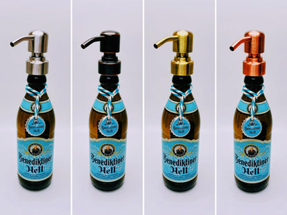 Upcycling-Seifenspender aus Helles-Bierflaschen | Nachfüllbarer Seifenspender | Handgemachtes Bayern-Geschenk | Bad-Deko Bier-Seifenspender