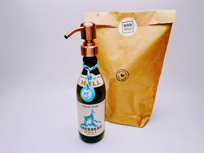 Upcycling-Seifenspender aus Helles-Bierflaschen | Nachfüllbarer Seifenspender | Handgemachtes Bayern-Geschenk | Bad-Deko Bier-Seifenspender