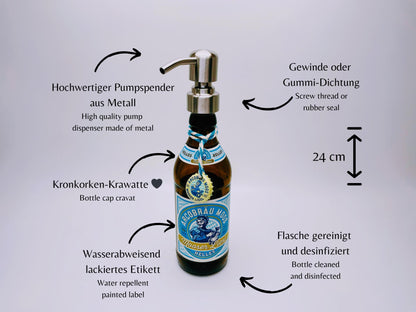 Upcycling-Seifenspender aus Helles-Bierflaschen | Nachfüllbarer Seifenspender | Handgemachtes Bayern-Geschenk | Bad-Deko Bier-Seifenspender