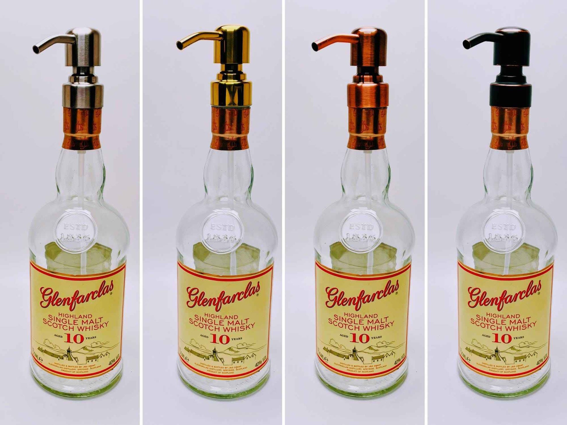 Whisky-Seifenspender Glenfarclas | Upcycling Pumpspender aus Glenfarclas Whiskey Flaschen | Nachfüllbar mit Seife | Bad Deko | Geschenk