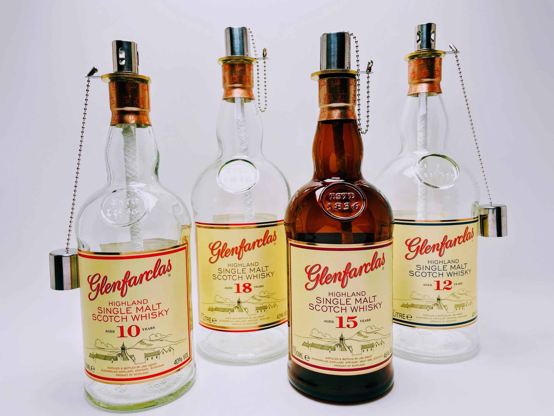 Whisky-Öllampe Glenfarclas | Handgemachte Öllampe aus Glenfarclas Whiskey Flaschen | Upcycling | Individuell | Geschenk | Schottland | Deko