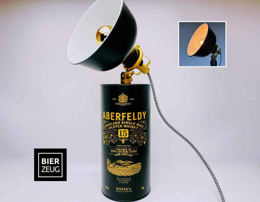 Tischlampe aus Whisky Tubes | Handgemachte Upcycling Design-Lampe für Whisky-Fans | Einzigartige Geschenkidee | Retro Licht Deko