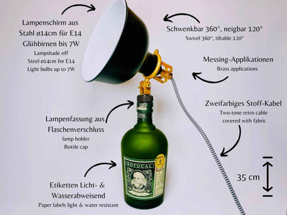 Botucal Rum Lampe | Handgemachte Upcycling Tischlampe aus Botucal Rum Flasche | Einzigartige Geschenkidee | Deko