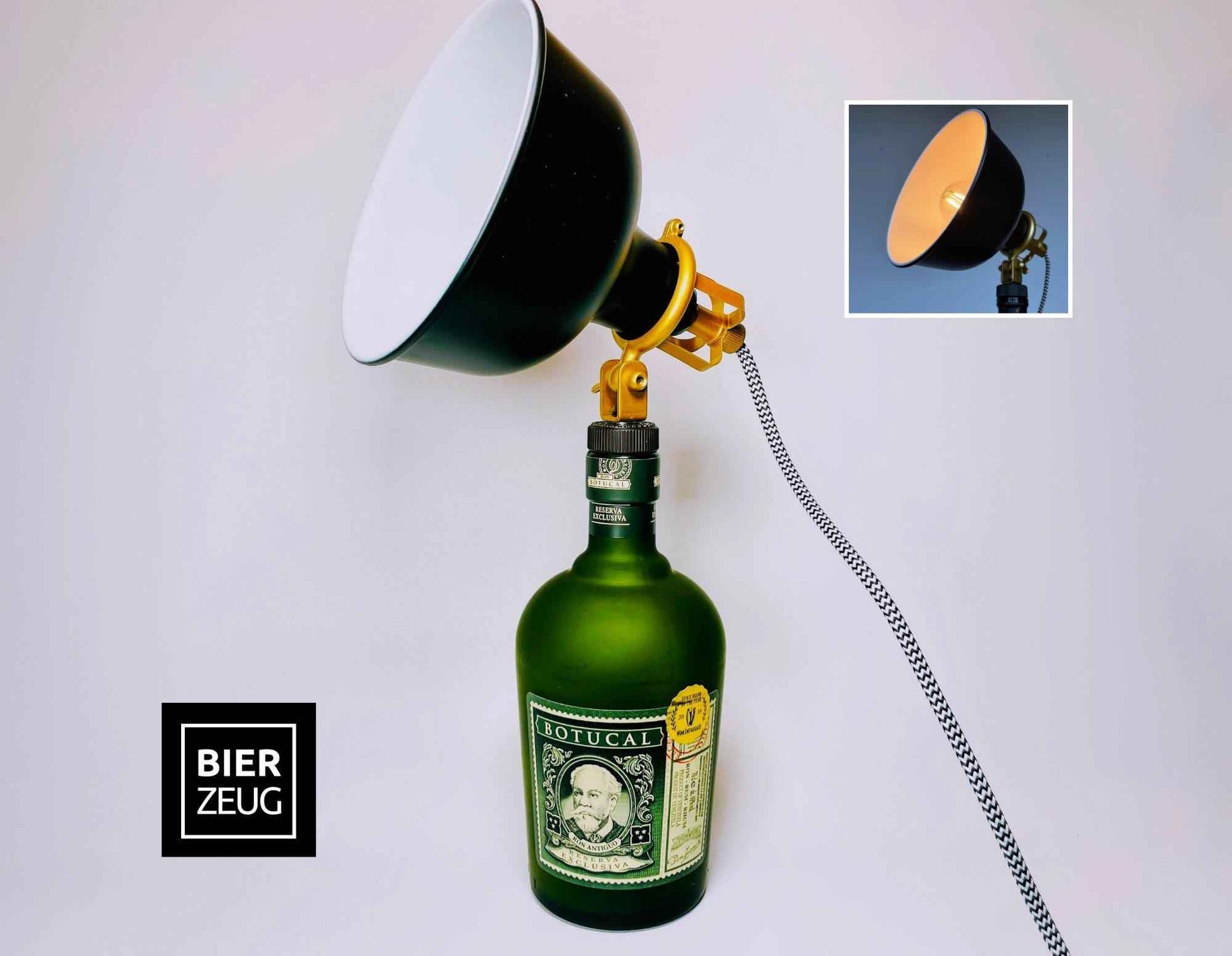 Botucal Rum Lampe | Handgemachte Upcycling Tischlampe aus Botucal Rum Flasche | Einzigartige Geschenkidee | Deko