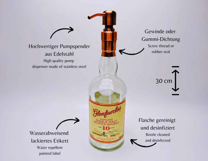 Whisky-Seifenspender Glenfarclas | Upcycling Pumpspender aus Glenfarclas Whiskey Flaschen | Nachfüllbar mit Seife | Bad Deko | Geschenk