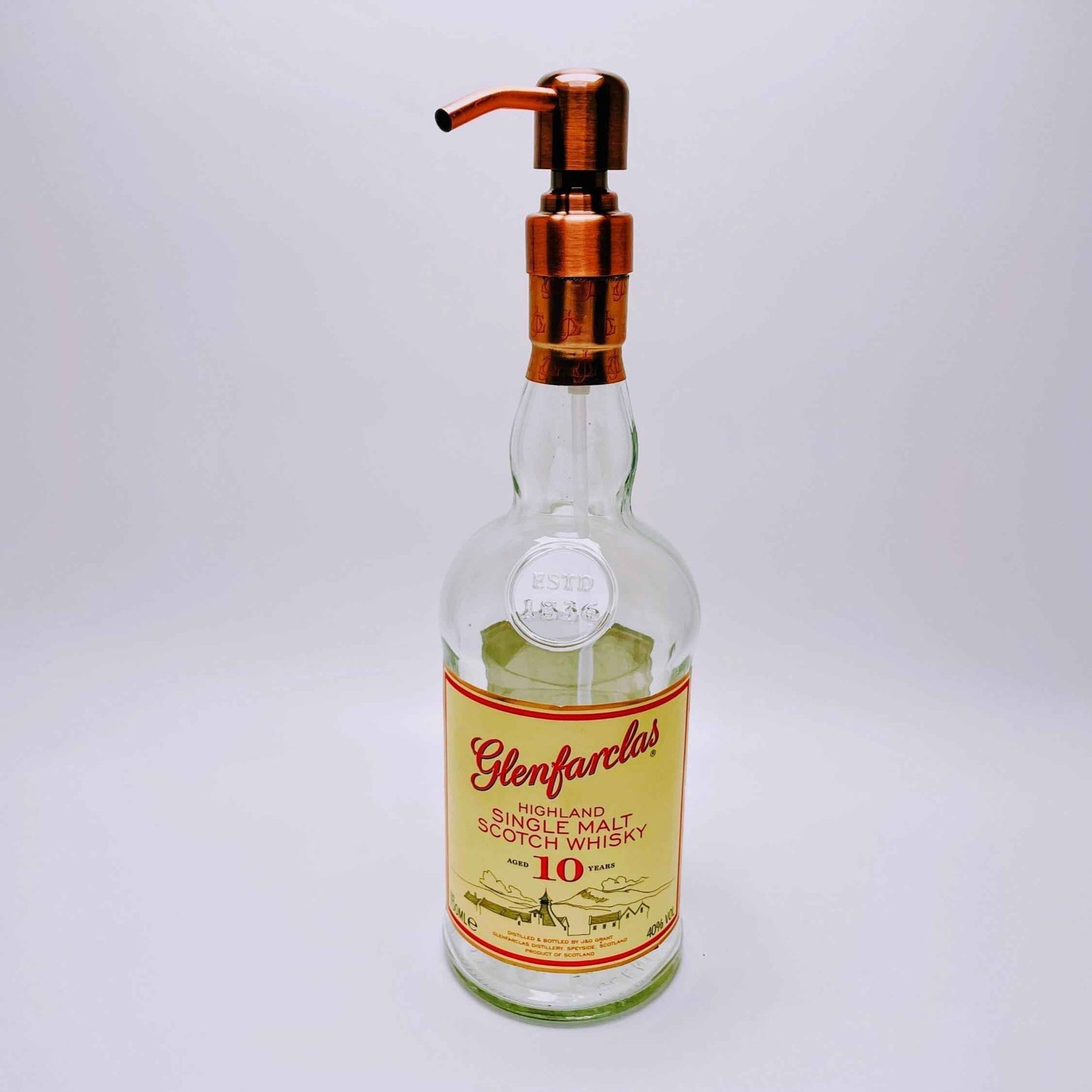 Whisky-Seifenspender Glenfarclas | Upcycling Pumpspender aus Glenfarclas Whiskey Flaschen | Nachfüllbar mit Seife | Bad Deko | Geschenk