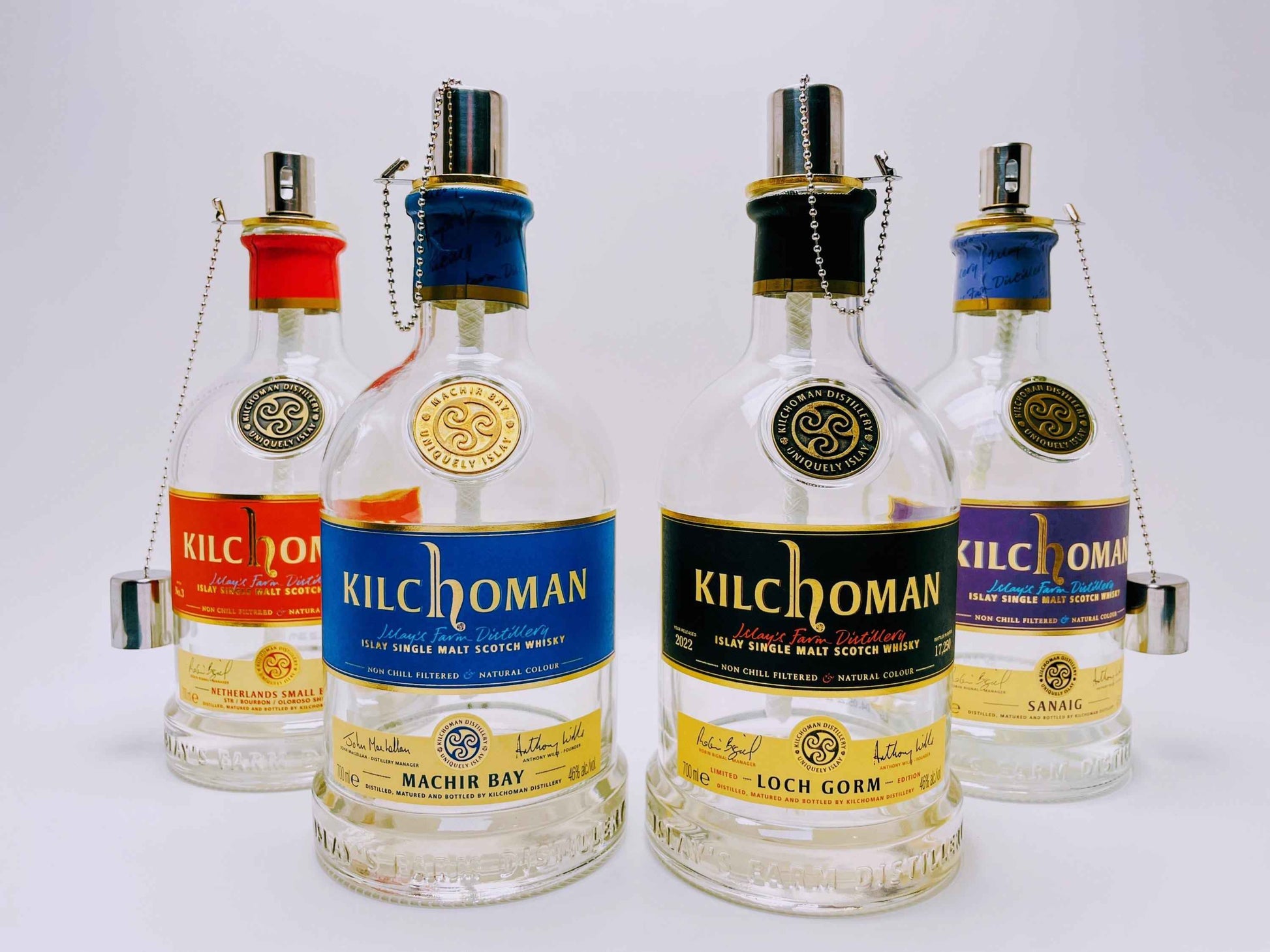 Whisky-Öllampe Kilchoman | Handgemachte Öllampe aus Kilchoma Whiskey Flaschen | Upcycling | Individuell | Geschenk | Schottland | Deko