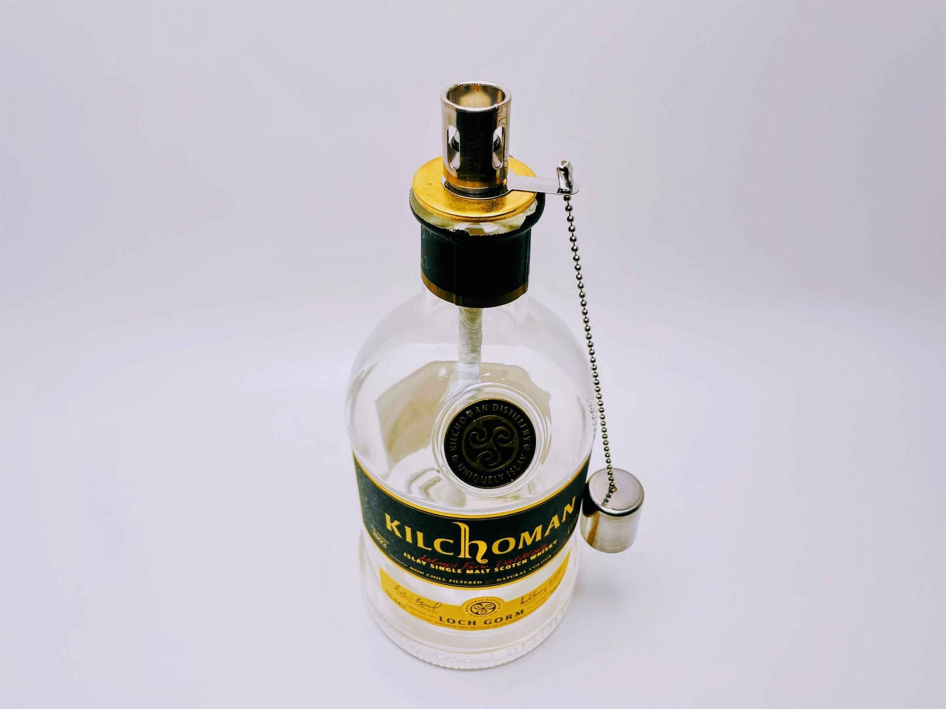 Whisky-Öllampe Kilchoman | Handgemachte Öllampe aus Kilchoma Whiskey Flaschen | Upcycling | Individuell | Geschenk | Schottland | Deko