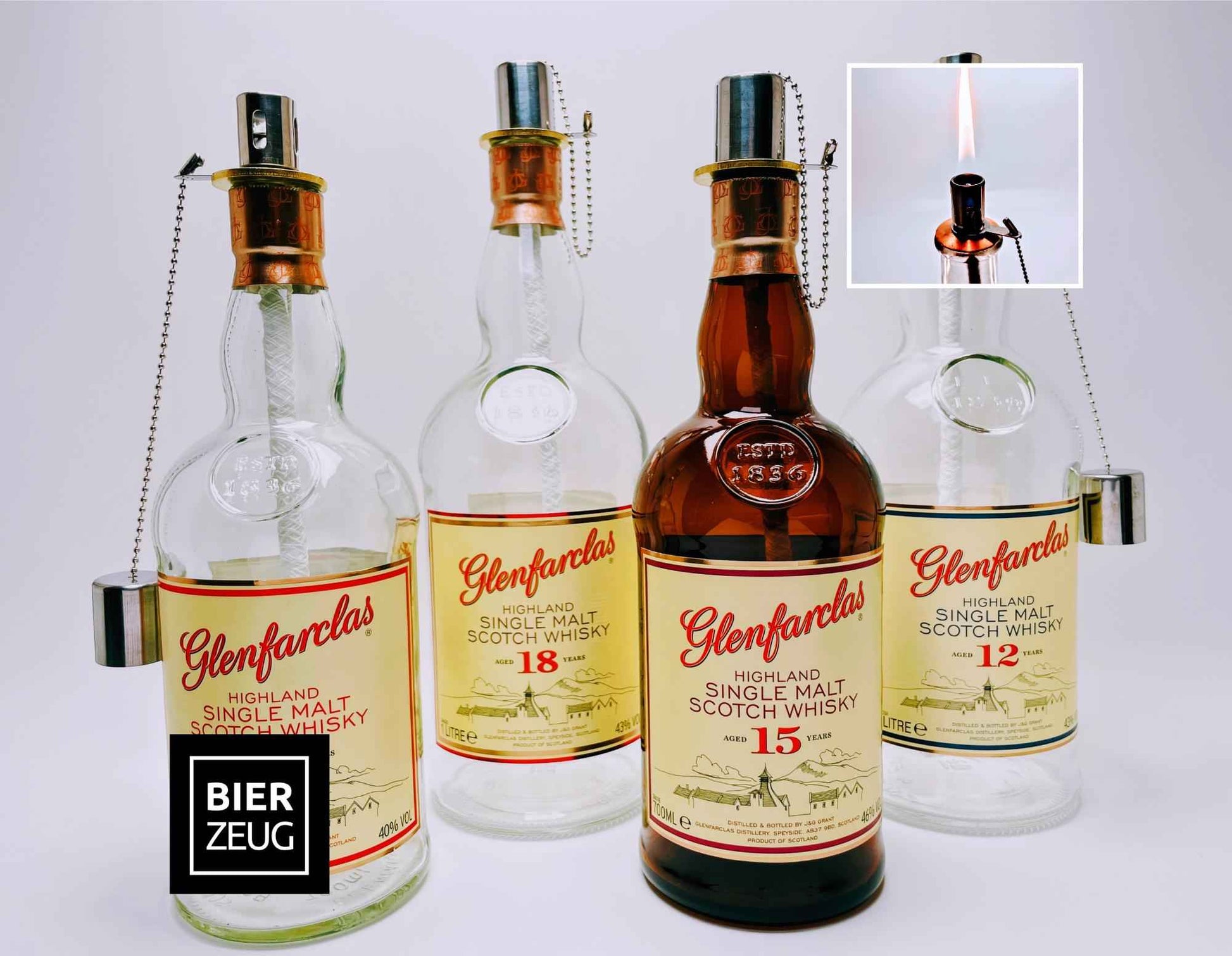 Whisky-Öllampe Glenfarclas | Handgemachte Öllampe aus Glenfarclas Whiskey Flaschen | Upcycling | Individuell | Geschenk | Schottland | Deko