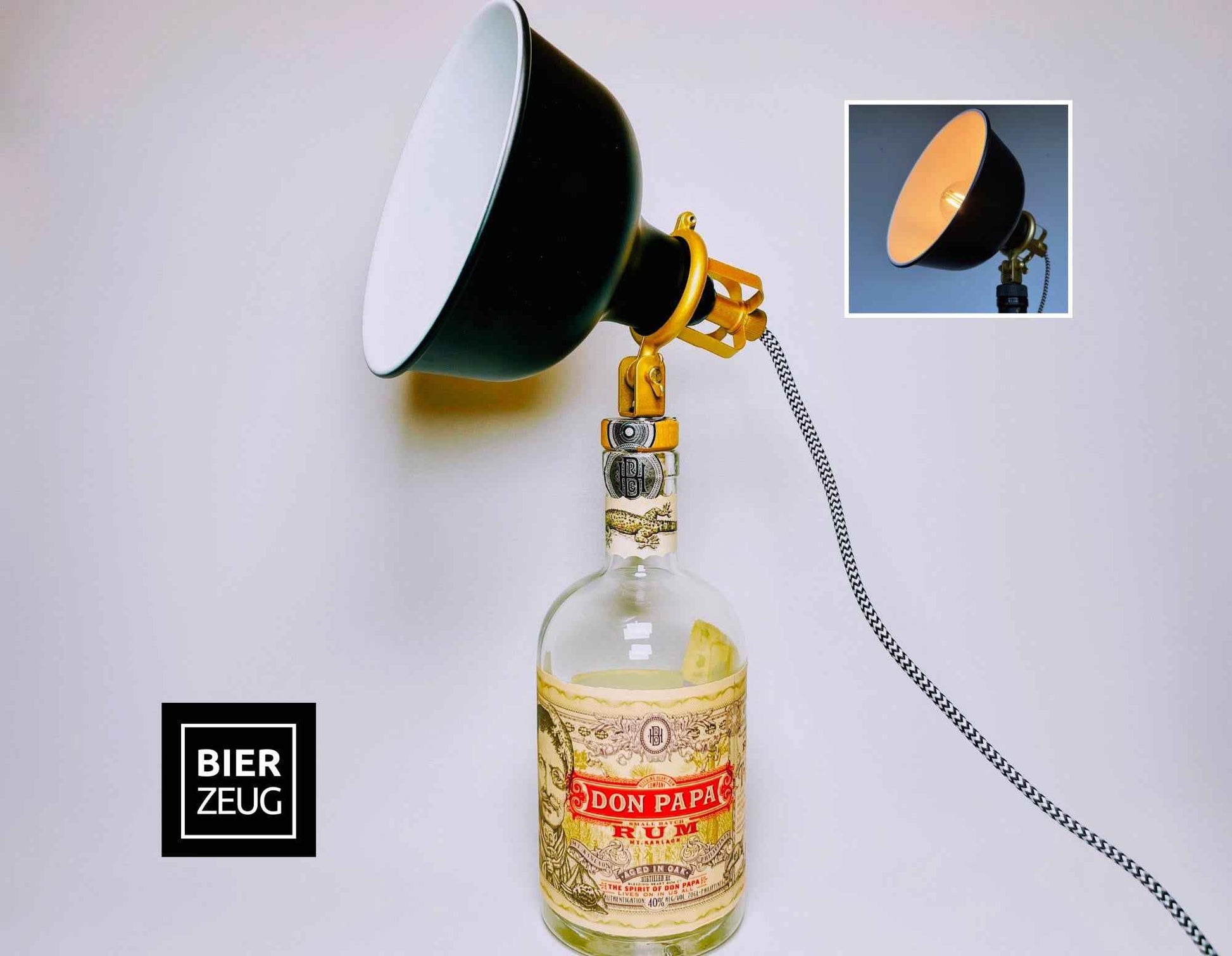 Don Papa Rum Lampe | Handgemachte Upcycling Tischlampe aus Don Papa Rum Flasche | Einzigartige Geschenkidee | Deko