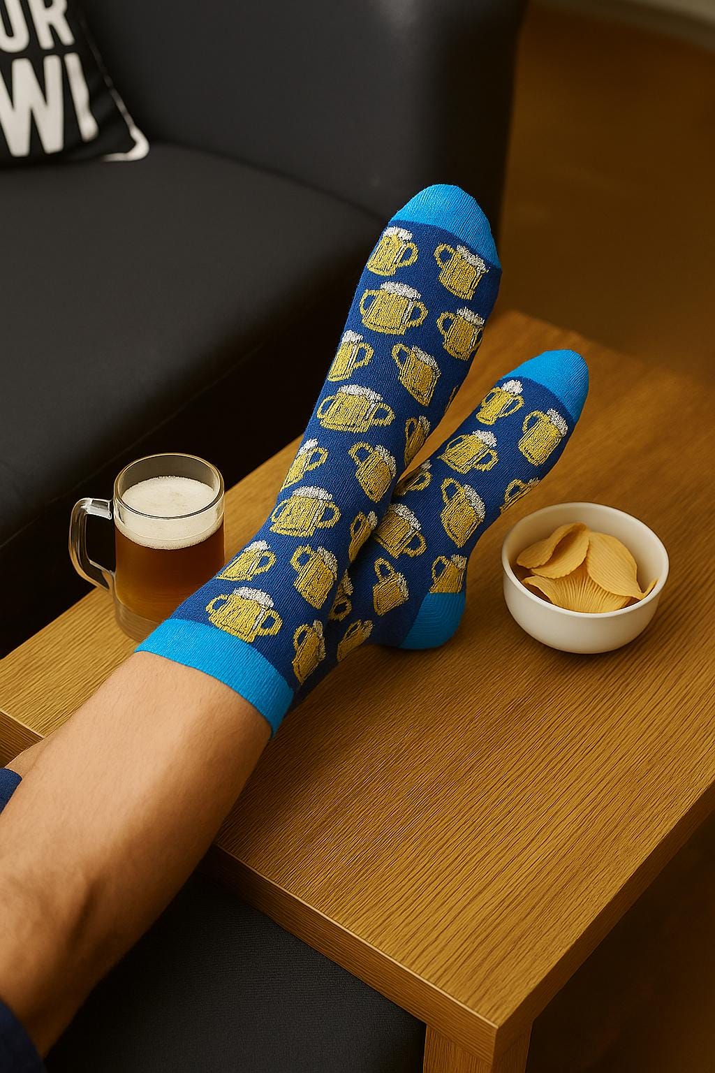 Lustiges Socken 4er Set – Bier, Grill, Fußball – Geschenkidee Männer – Größe 42–46