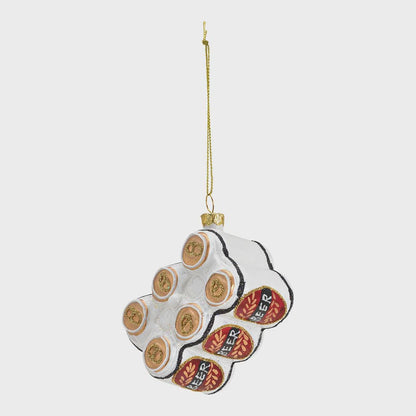 Weihnachtsanhänger Bier-Sixpack aus Glas – Bierdeko Christbaumschmuck – Advent Deko für Craftbier-Fans