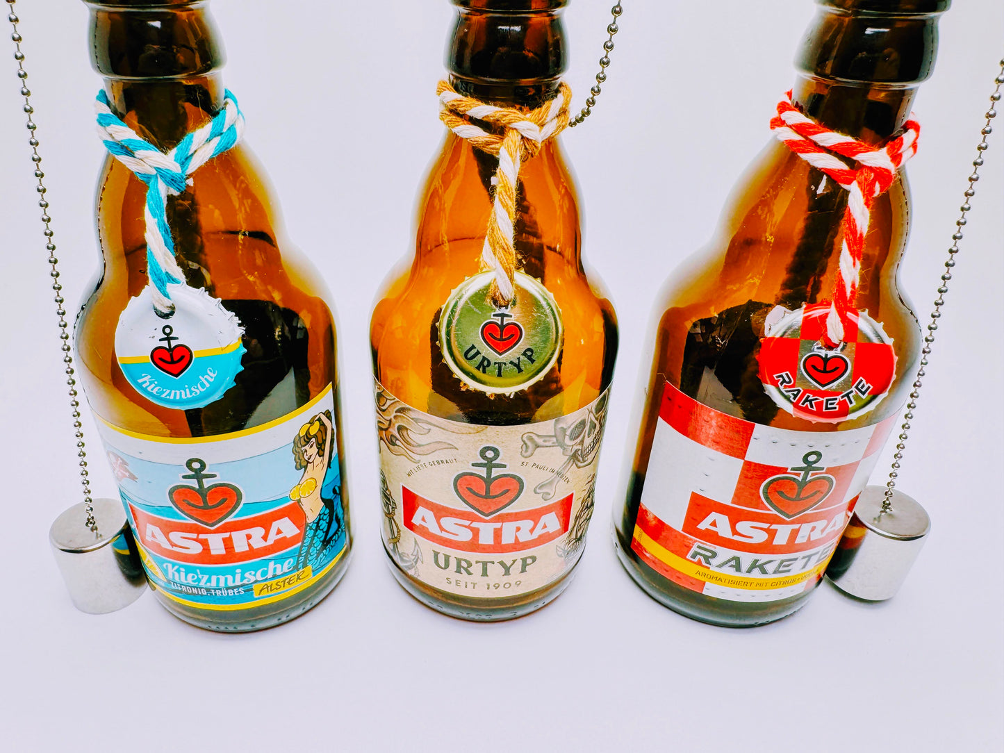 Astra-Öllampe ”Hamburger Nachtlicht” aus Astra Bier-Flaschen | Handgemachte Upcycling Gartenfackel | Geschenk für Hamburg & St. Pauli Fans