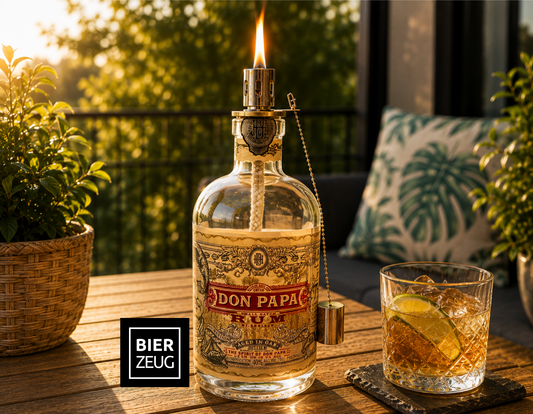 Rum-Öllampe ”Don Papa” | Handgemachte Öllampe aus Don Papa-Flaschen | Upcycling | Handgemacht | Individuell | Geschenk | Deko | H:25cm