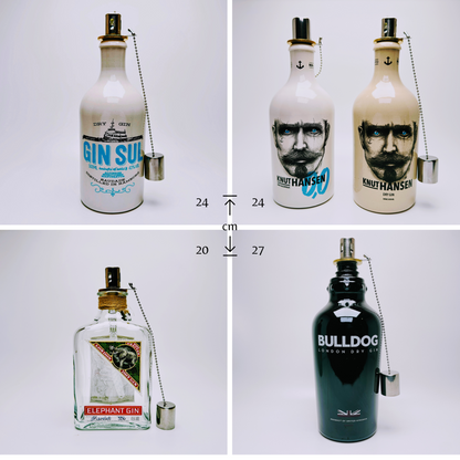 Gin Oil Lamps - Handmade Upcycled Oil Lamp from Gin Bottles | Lantern for Balcony & Garden | Gift for Gin Lovers | Outdoor Decor