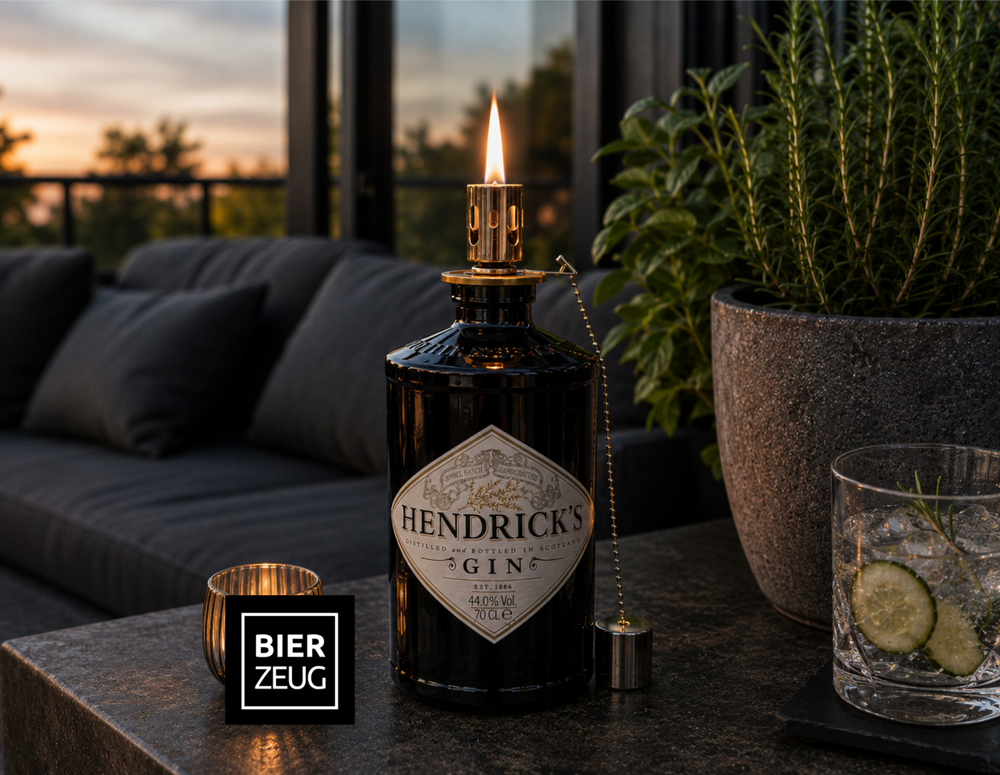 Gin Öllampe “Hendricks“ | Handgefertigte Öllampe aus Hendricks Gin Flaschen | Upcycling Deko | Einzigartiges Geschenk für Gin-Liebhaber