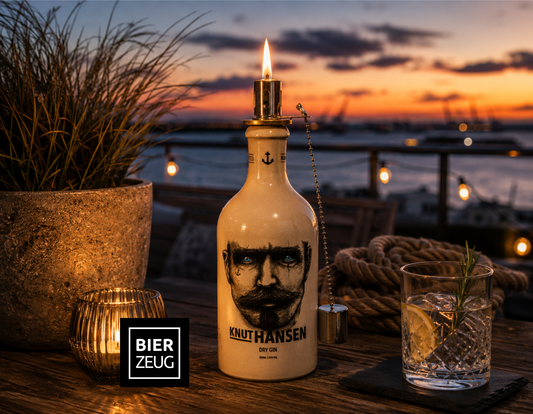 Gin Öllampe “Knut Hansen“ | Handgemachte Öllampe aus Knut Hansen Flaschen | Upcycling | Handgefertigt | Individuell | Geschenk | Deko