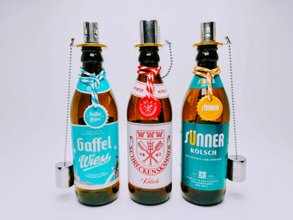 Kölsch Oil Lamp "Cologne Lights" | Handmade Upcycling Oil Lamps from Kölsch Bottles | Gift for Cologne Fans | Ideal for Garden & Balcony