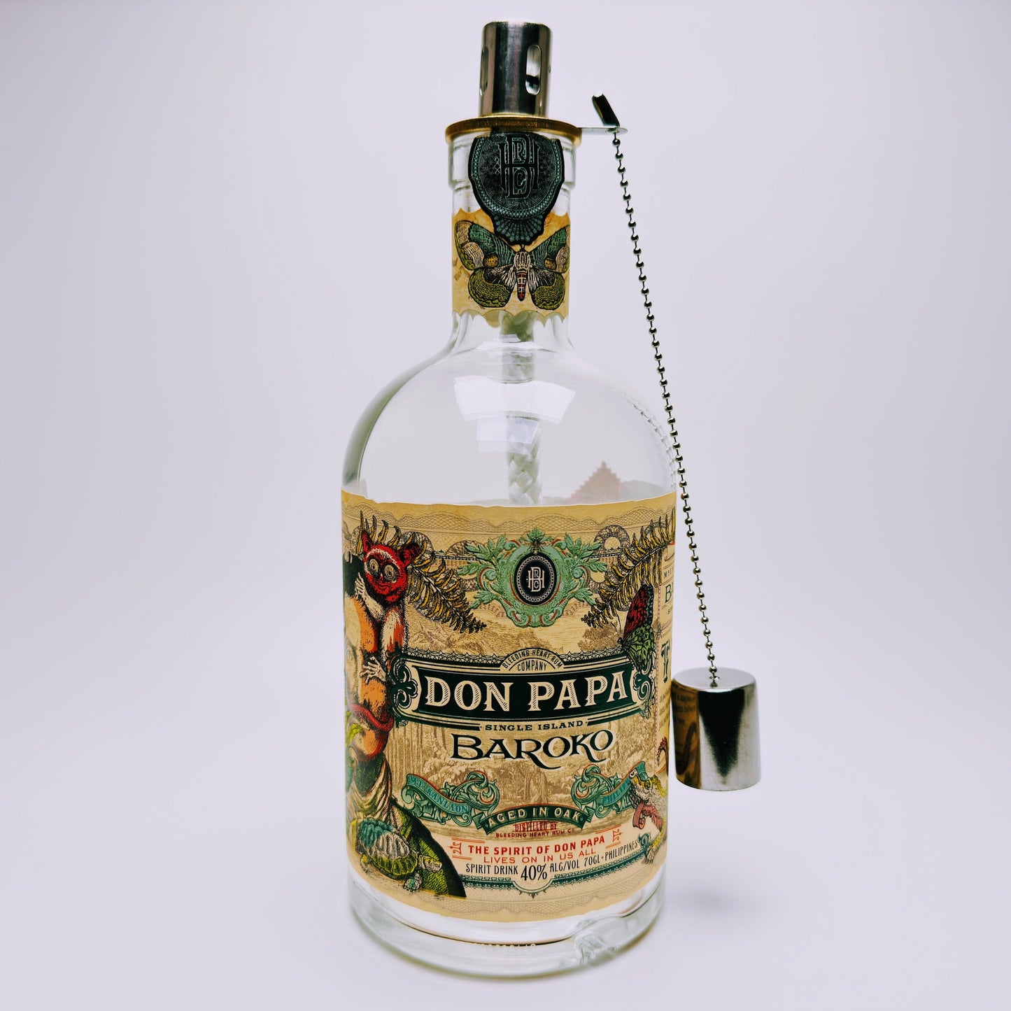 Rum Oil Lamp "Caribbean Fire" | Handcrafted from Rum Bottles | Atmospheric Lighting for Garden & Balcony | Perfect Upcycling Gift