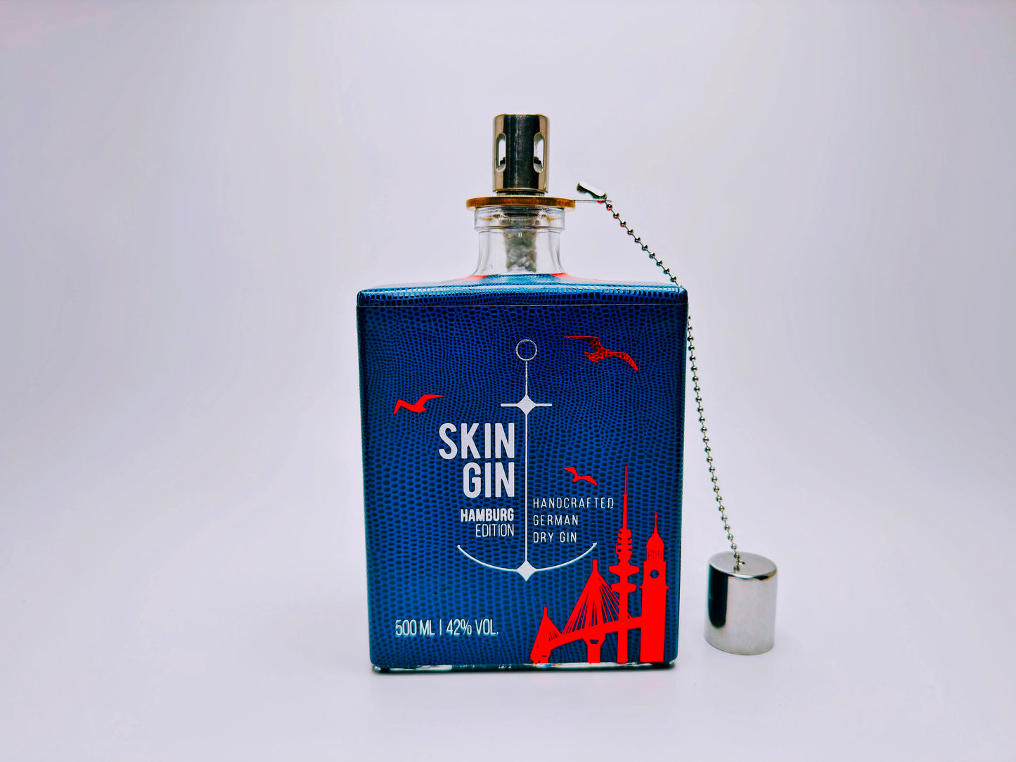 Gin Öllampe “Skin“ | Handgemachte Upcycling Lampe aus Gin Flasche | Vintage Deko | Individuell | Geschenkidee | Nachhaltig & Einzigartig