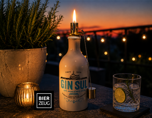 Gin Öllampe “Sul“ | Handgemachte Öllampe aus Gin Sul Flaschen | Upcycling | Handgefertigt | Individuell | Geschenk | Hamburg | Deko | H:24cm
