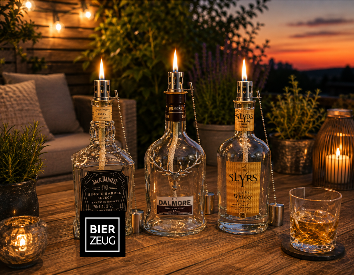 Whisky Öllampe aus echter Whiskyflasche – Handgemachte Upcycling Design Öllampe mit warmem Flammenlicht – Geschenkidee für Whisky Liebhaber